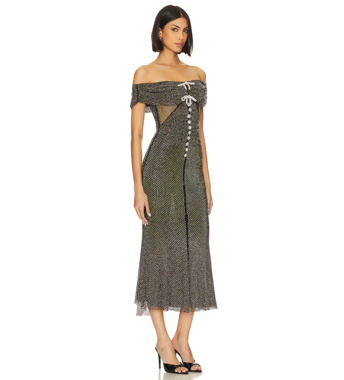 Self Portrait Diamante Midi Dress Black Size AU 8 - Image 2