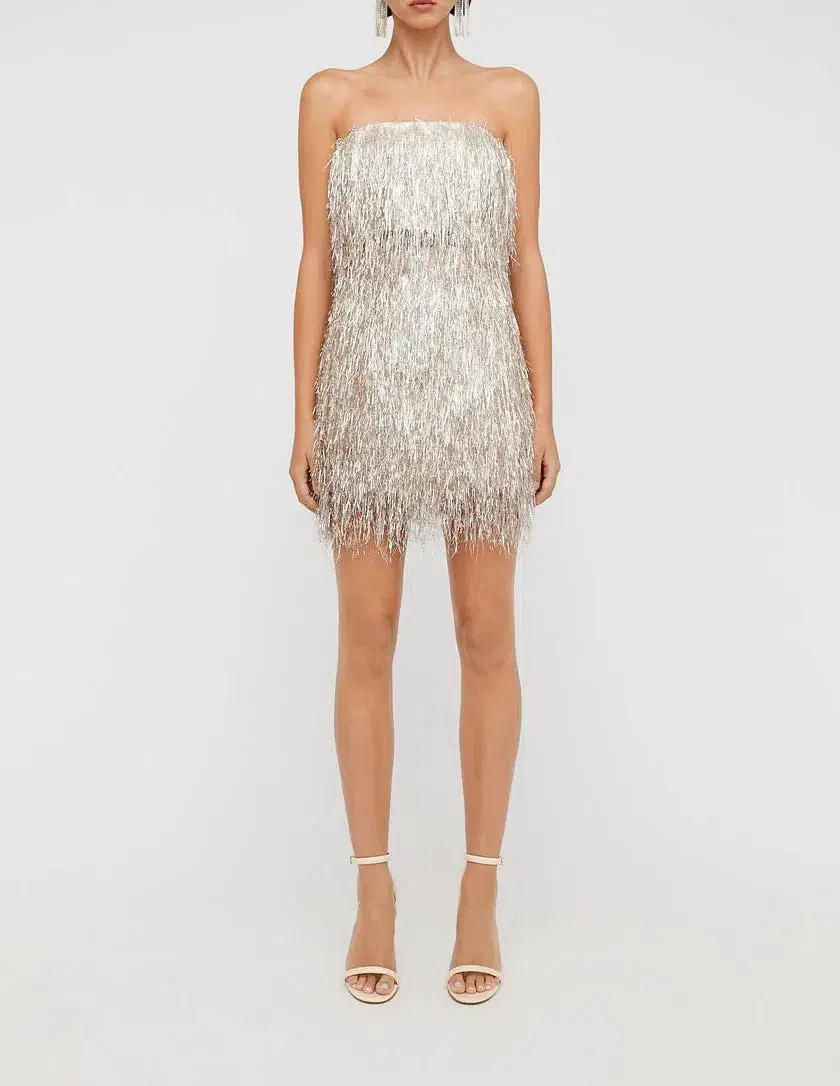 Scanlan Theodore Tinsel Bustier and Midi Skirt Silver Size AU 8 - Image 3