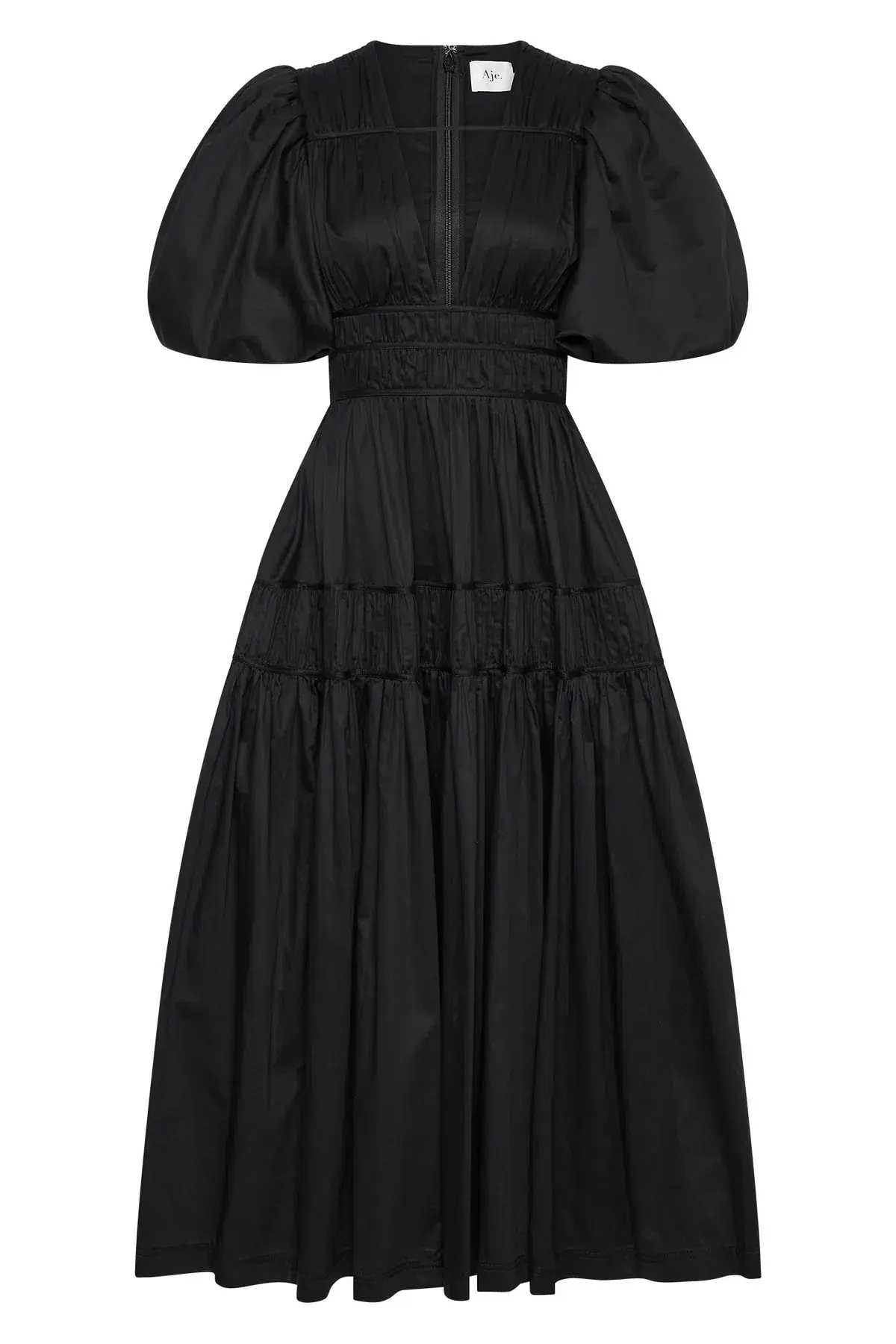 Aje Fallingwater Ruched Midi Dress Black Size 8 - Image 4