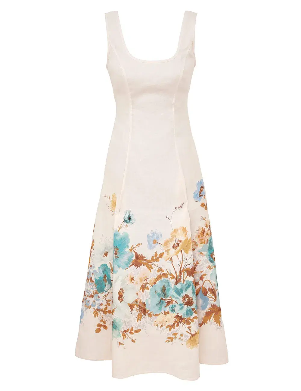 Zimmermann Scarborough Midi Dress in Cream Teal Floral Size  2 Au 12 - Image 1