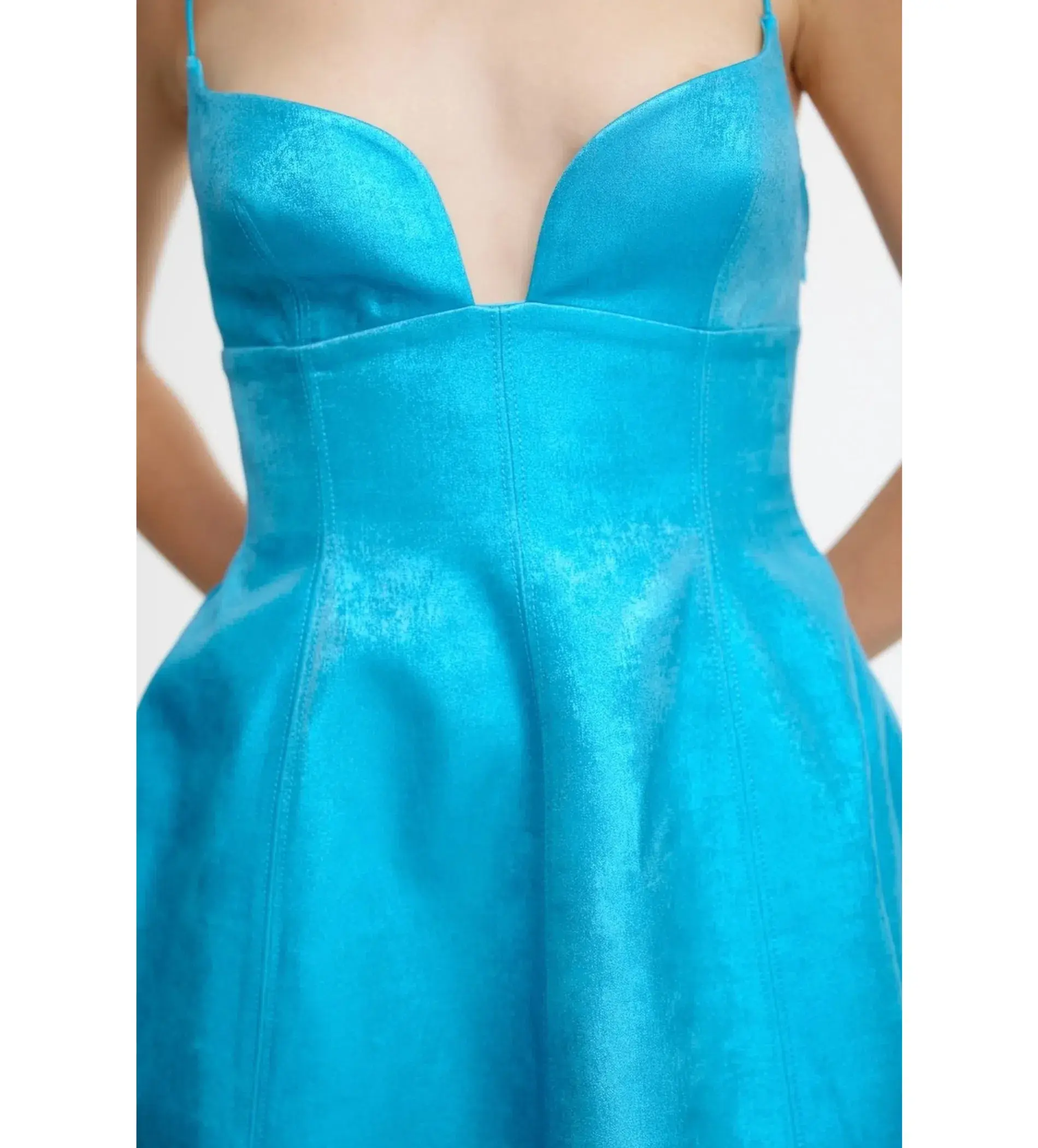 Acler Mornington Mini Dress Cyan Metallic Size AU 6 - Image 4