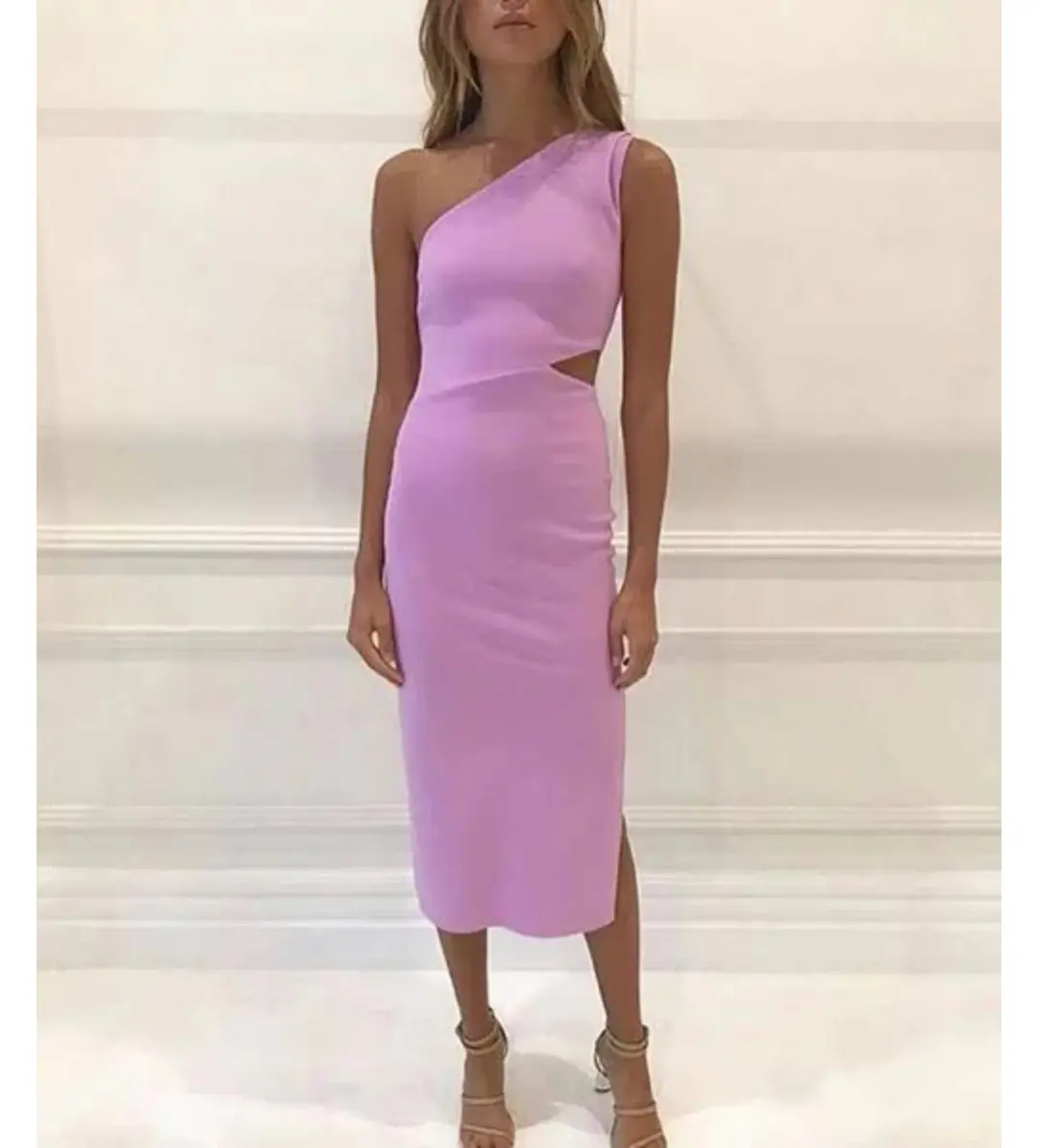 Bec + Bridge Alessandra Asymmetrical Midi Dress Dark Lilac Size 6 for rent on The Volte - main image