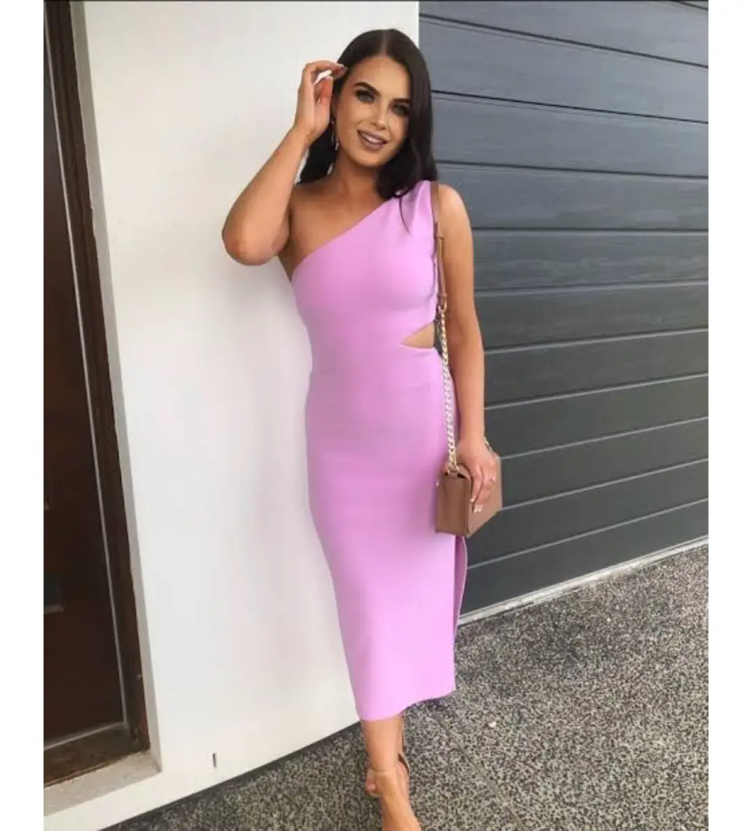 Bec + Bridge Alessandra Asymmetrical Midi Dress Dark Lilac Size 6 for rent on The Volte - main image