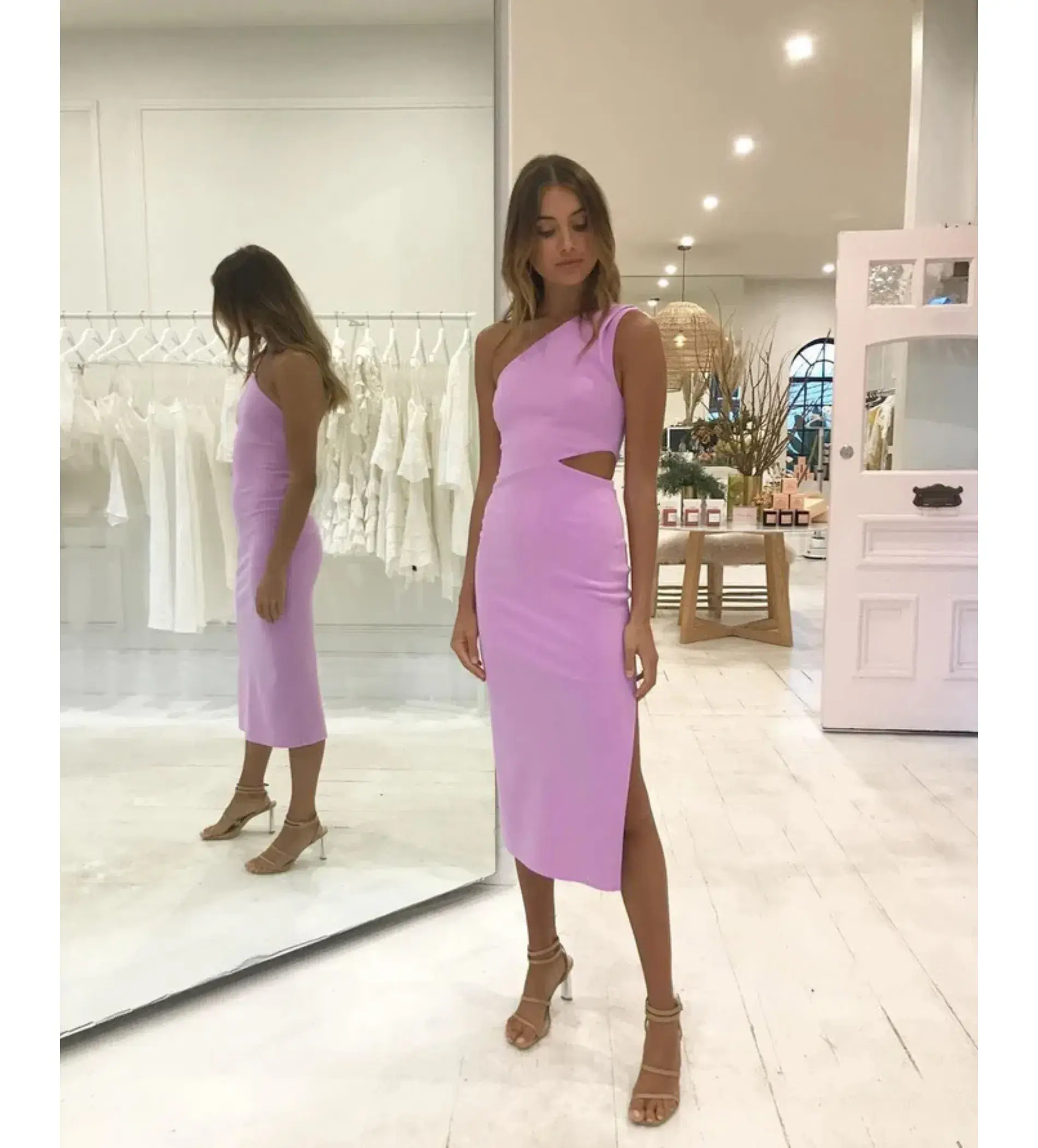 Bec + Bridge Alessandra Asymmetrical Midi Dress Dark Lilac Size 6 - Image 3