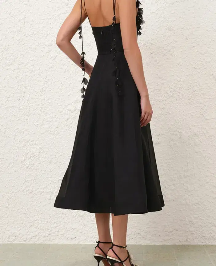 Zimmermann Natura Corset Midi Dress Black Size 3 - Image 2
