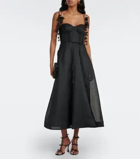 Zimmermann Natura Corset Midi Dress Black Size 3 - Image 3