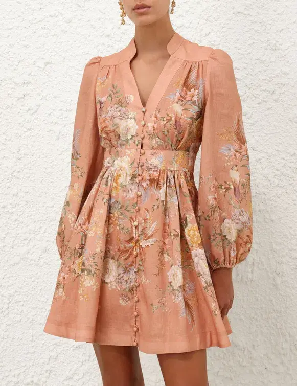 Zimmermann Tallow Plunge Mini Dress Pink Size 3 / AU 10-12 - Image 1