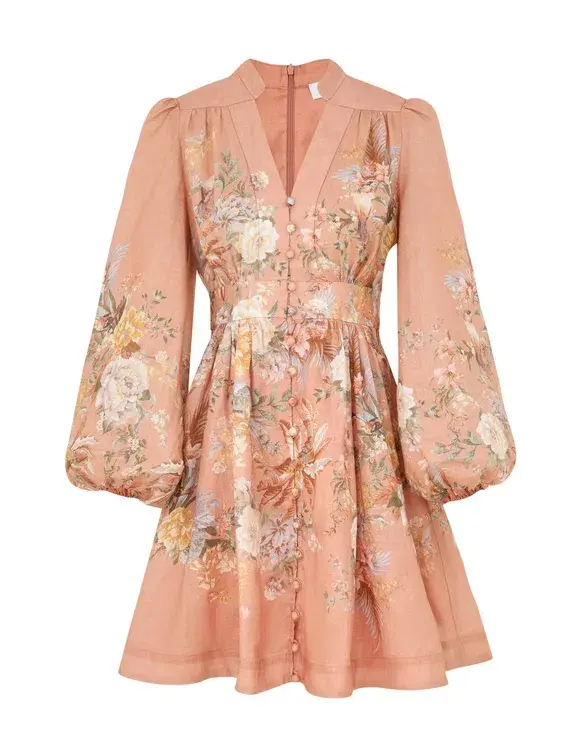 Zimmermann Tallow Plunge Mini Dress Pink Size 3 / AU 10-12 - Image 3