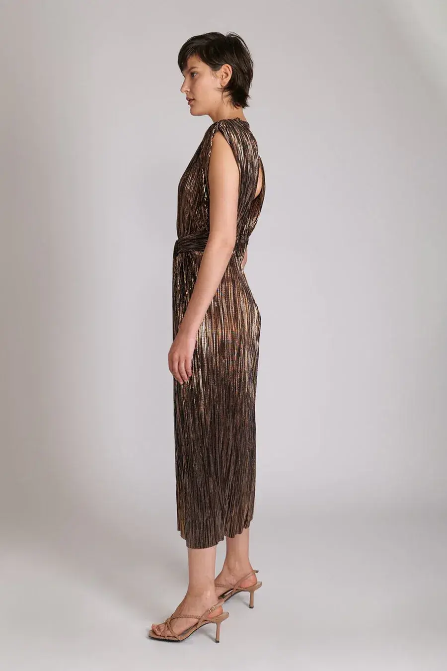 Sabina Musayev Margot Midi Dress in Bronze Black  Size L AU 12 - Image 2