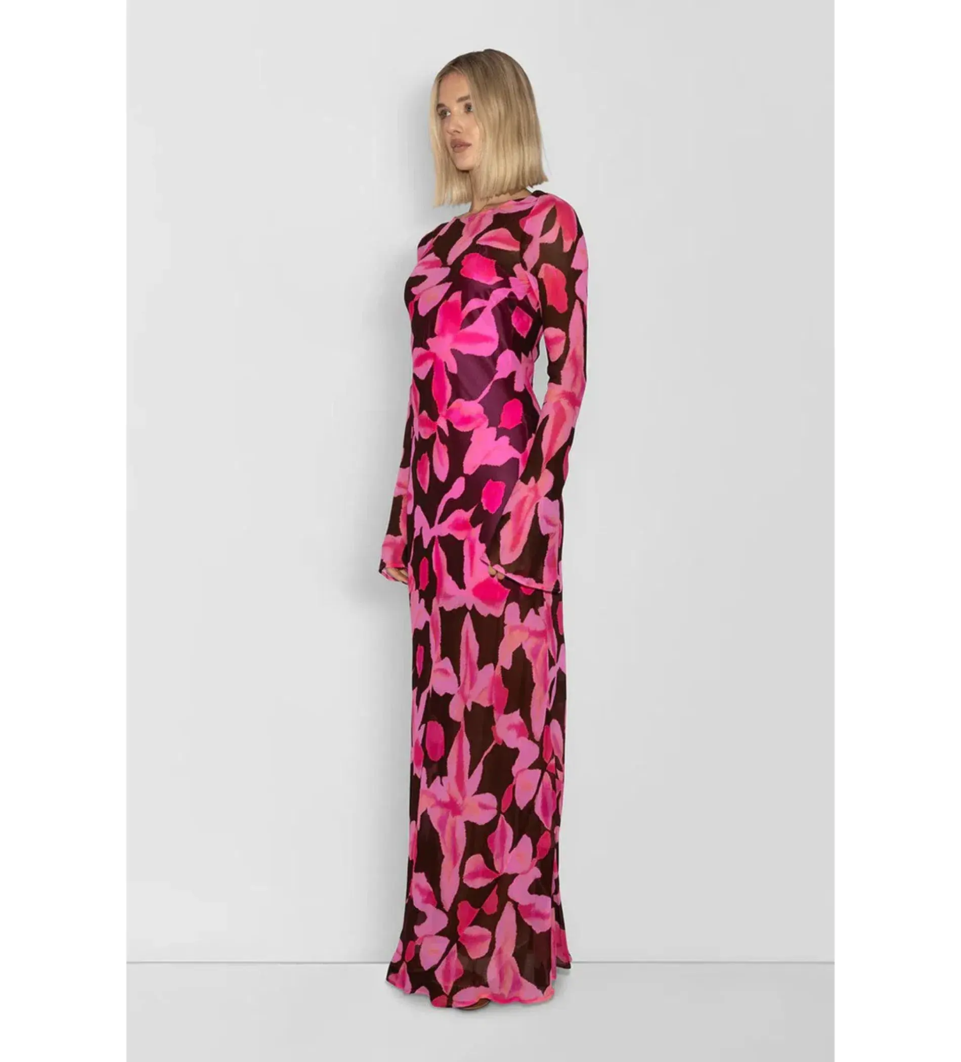 The Wolf Gang Lottie Maxi Dress Chocolate Floral Size S/AU 8 - Image 2