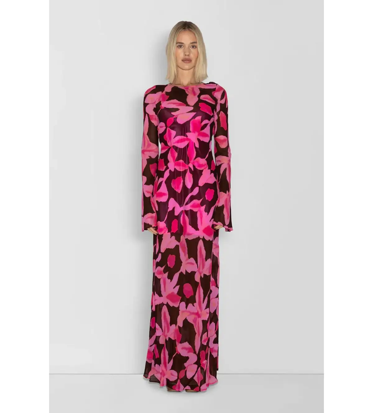 The Wolf Gang Lottie Maxi Dress Chocolate Floral Size S/AU 8 - Image 1