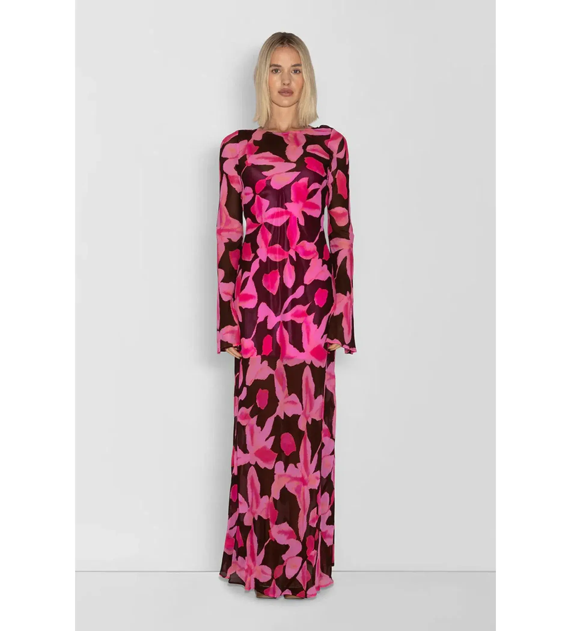 The Wolf Gang Lottie Maxi Dress Chocolate Floral Size S/AU 8 - Image 1