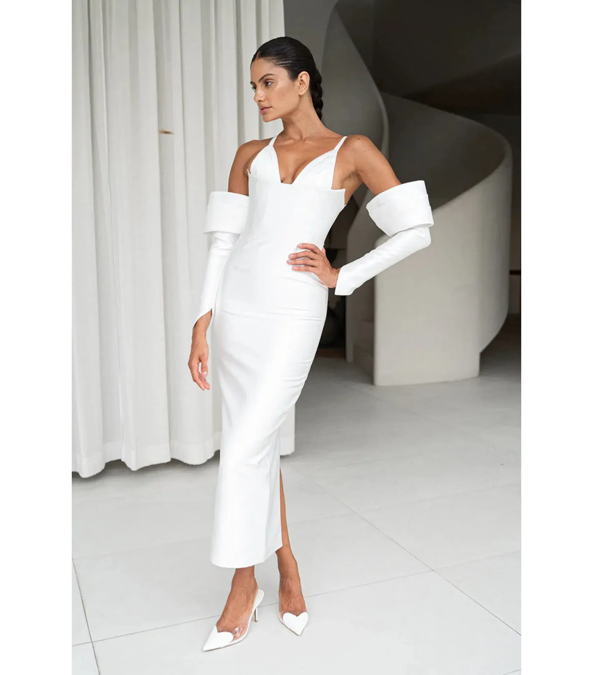 Eliya the Label Annalise Midi Dress in White Size S / AU 8 - Image 1