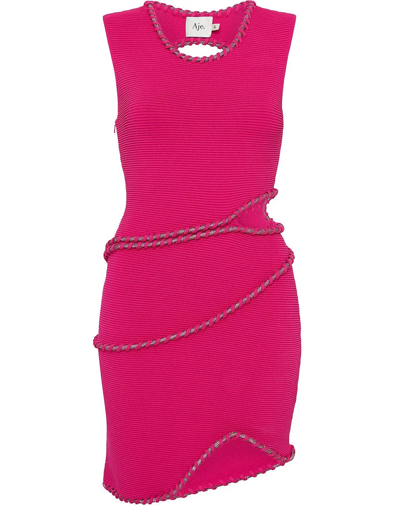 AJE Undulating Crystal Mini Dress in Fuchsia Pink Size 8/S  - Image 5