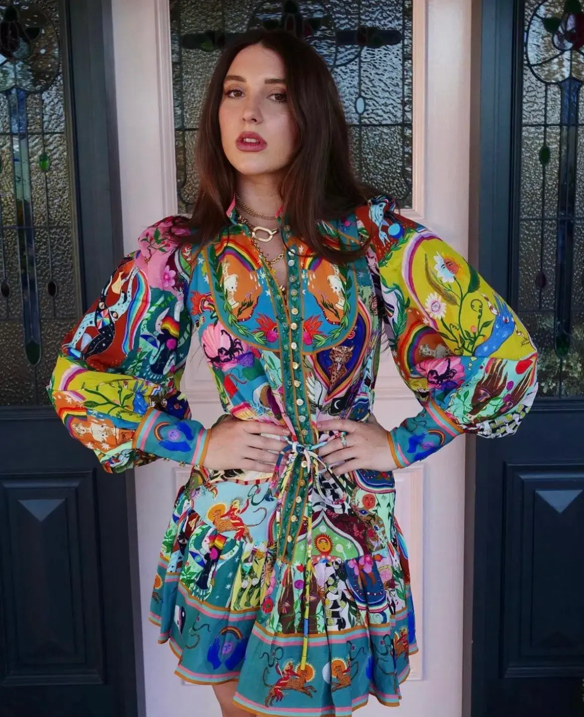 Alemais Evergreen Mini Dress in Multi Print Size AU 8  - Image 6