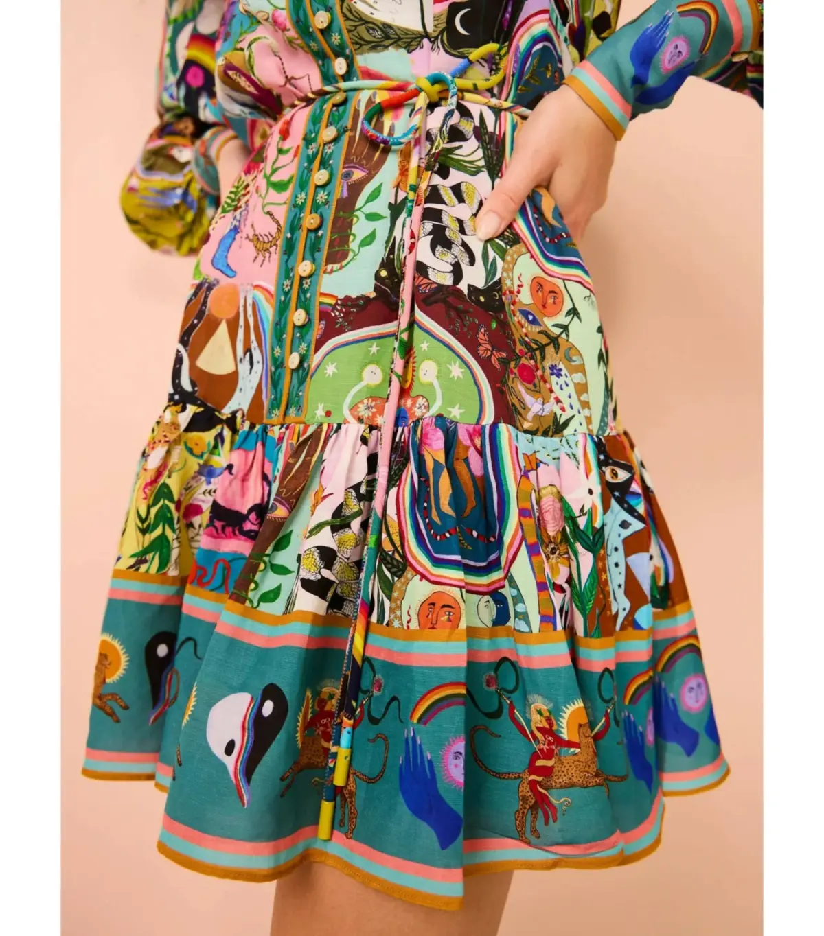 Alemais Evergreen Mini Dress in Multi Print Size AU 8  - Image 4