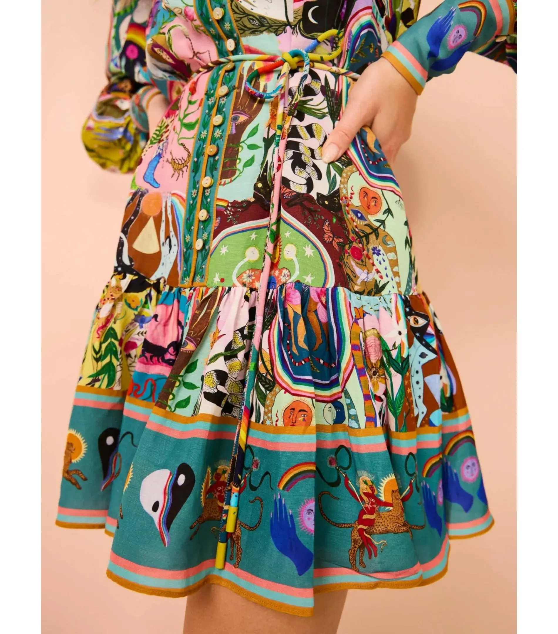 Alemais Evergreen Mini Dress in Multi Print Size AU 8  - Image 4