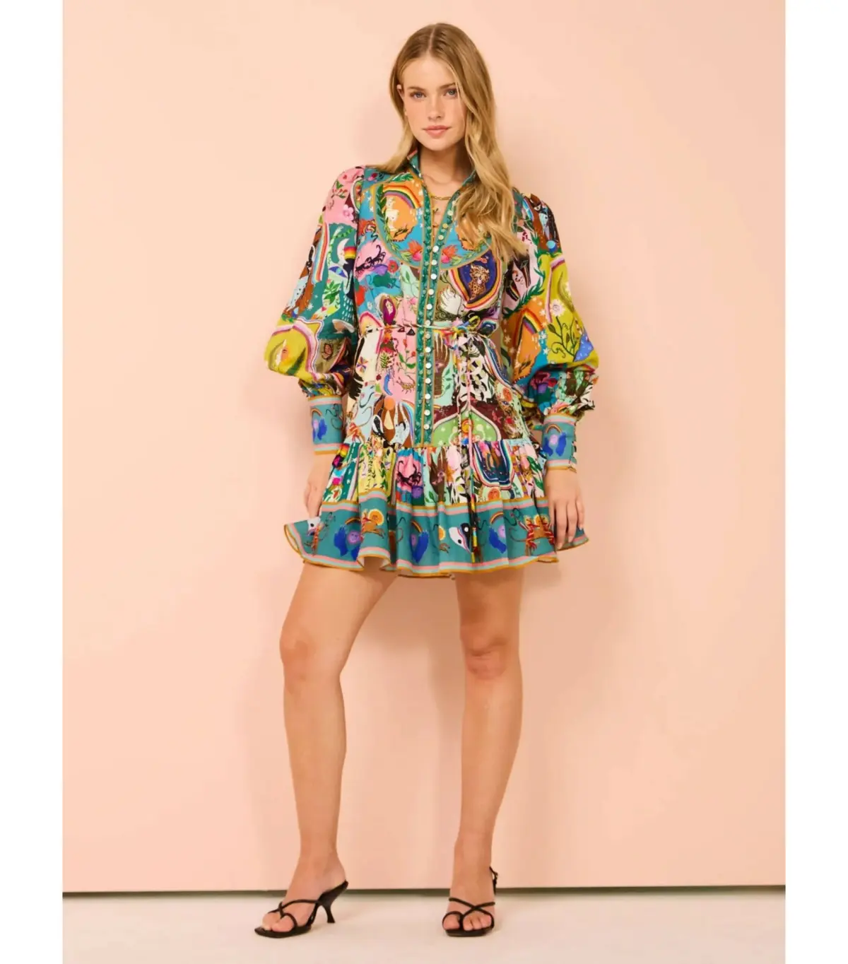 Alemais Evergreen Mini Dress in Multi Print Size AU 8  - Image 1