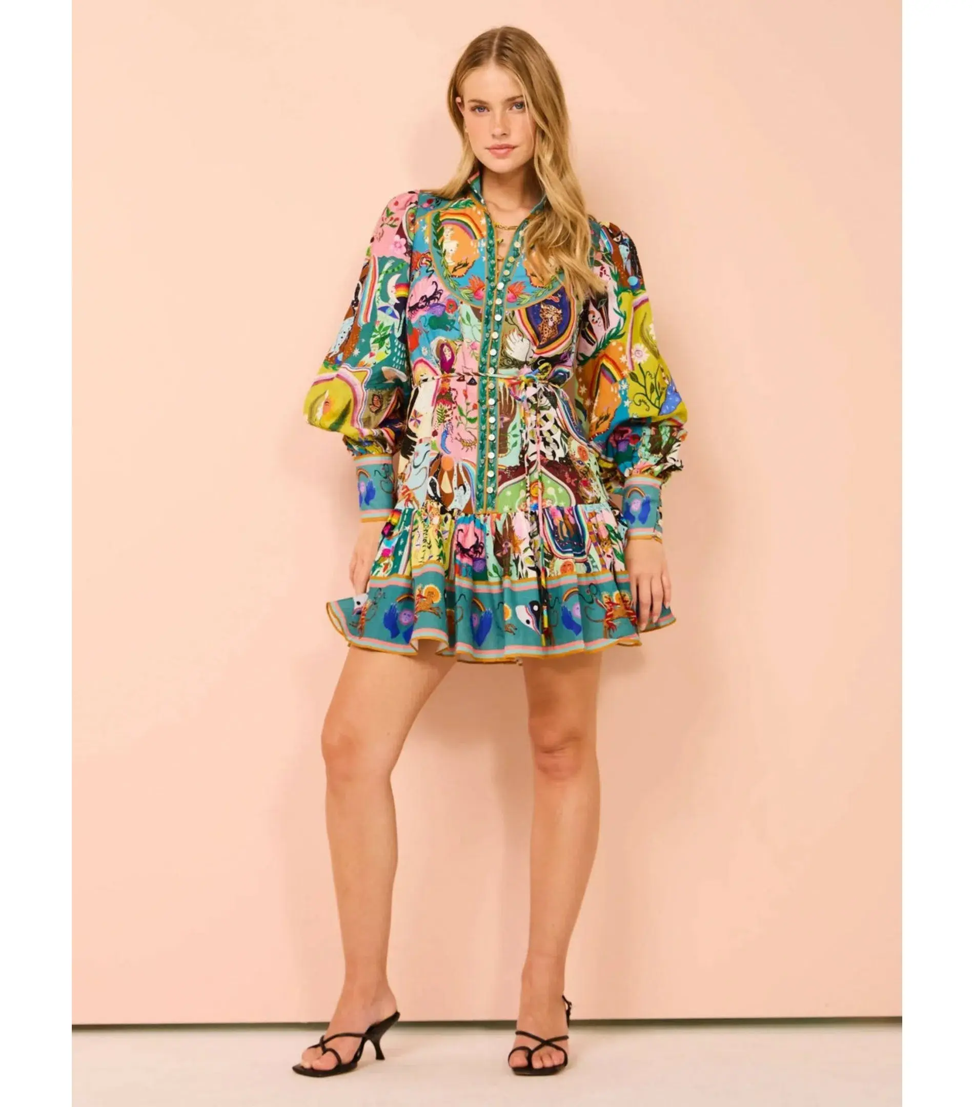 Alemais Evergreen Mini Dress in Multi Print Size AU 8  - Image 1