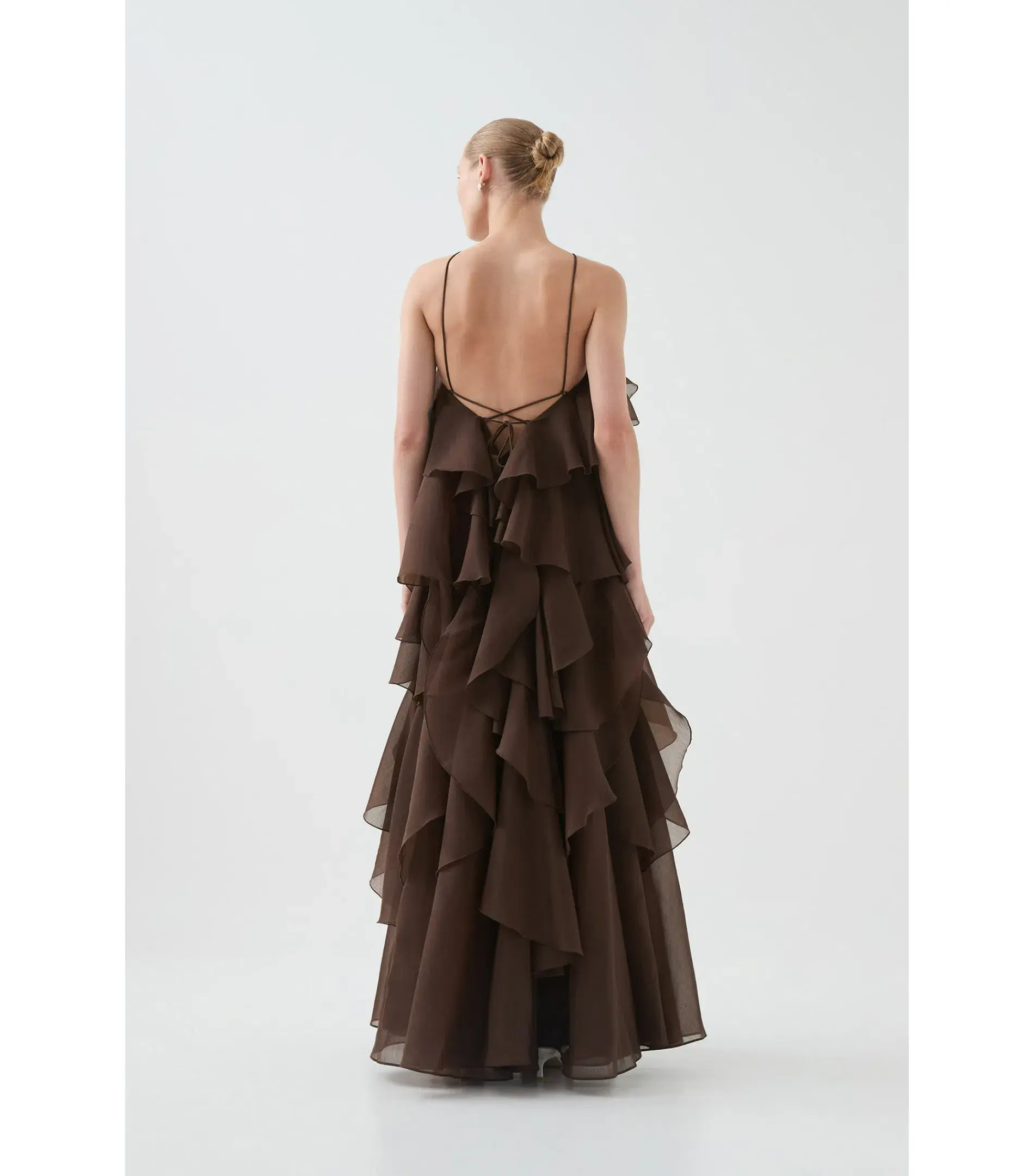 Aje Pandorea Layered Maxi Dress Carob Size AU 12 - Image 6