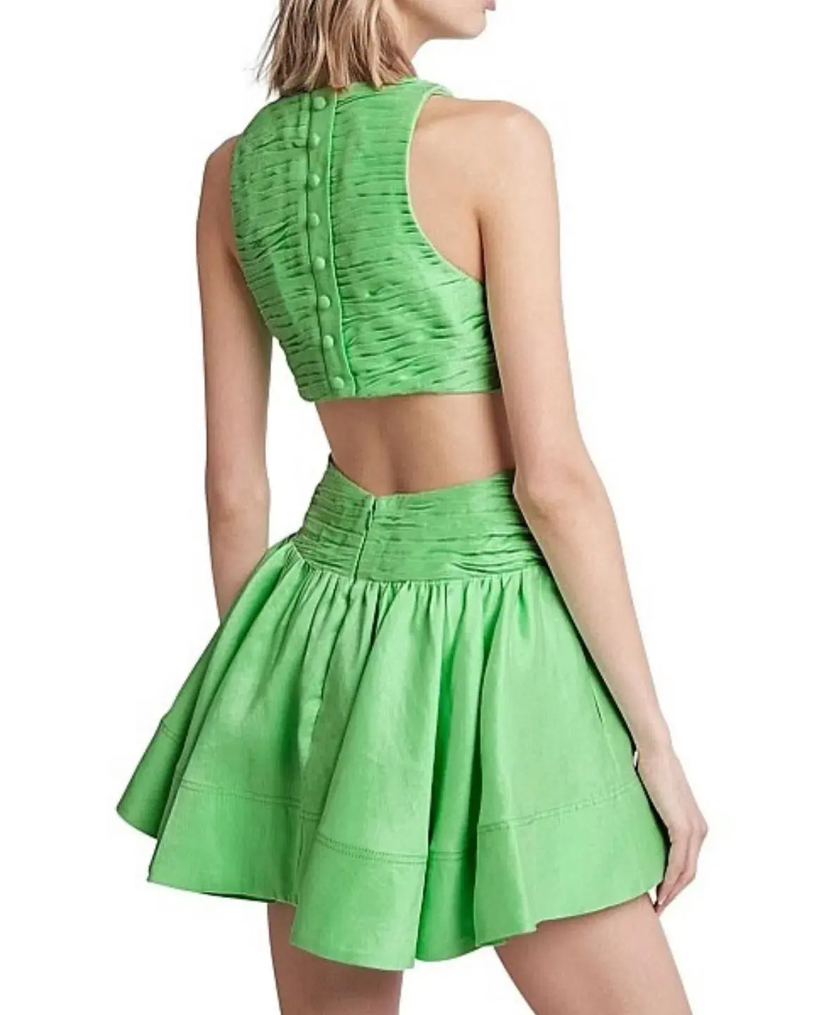 Aje Introspect Cut Out Mini Dress Green Size AU 16 - Image 2