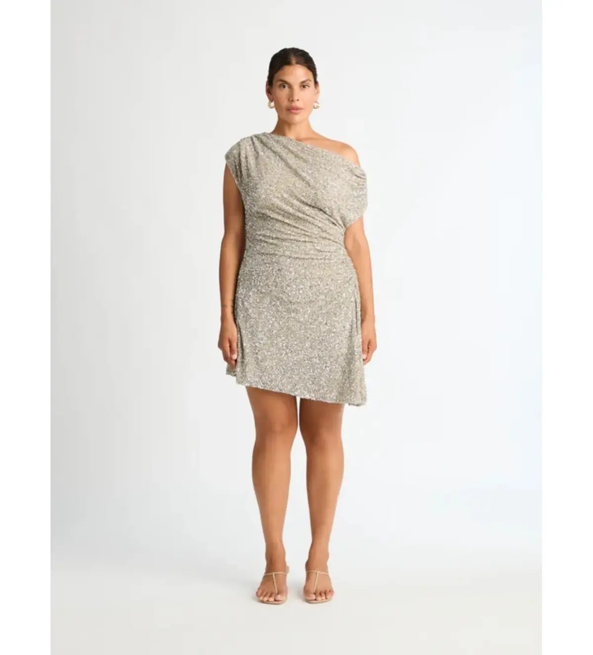 Sheike Glimmer Mini Dress Silver Size AU 14 - Image 1