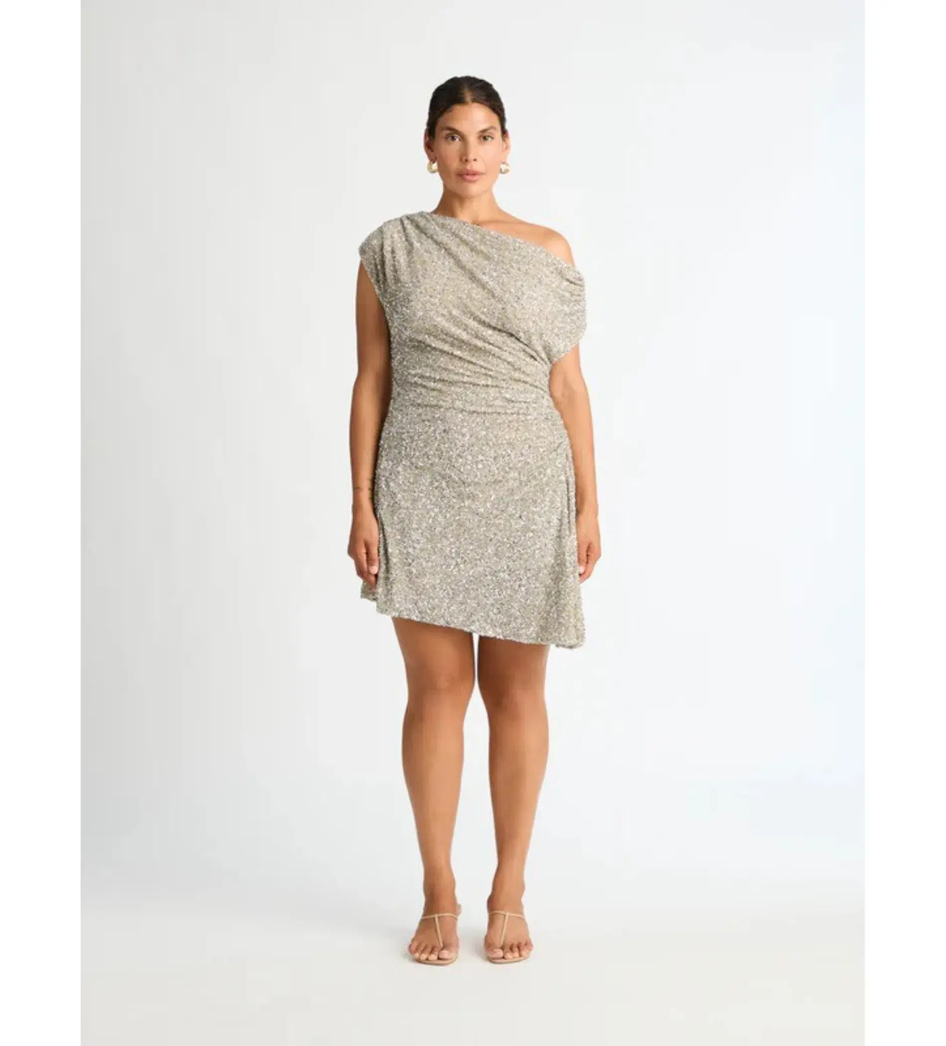 Sheike Glimmer Mini Dress Silver Size AU 14 - Image 1