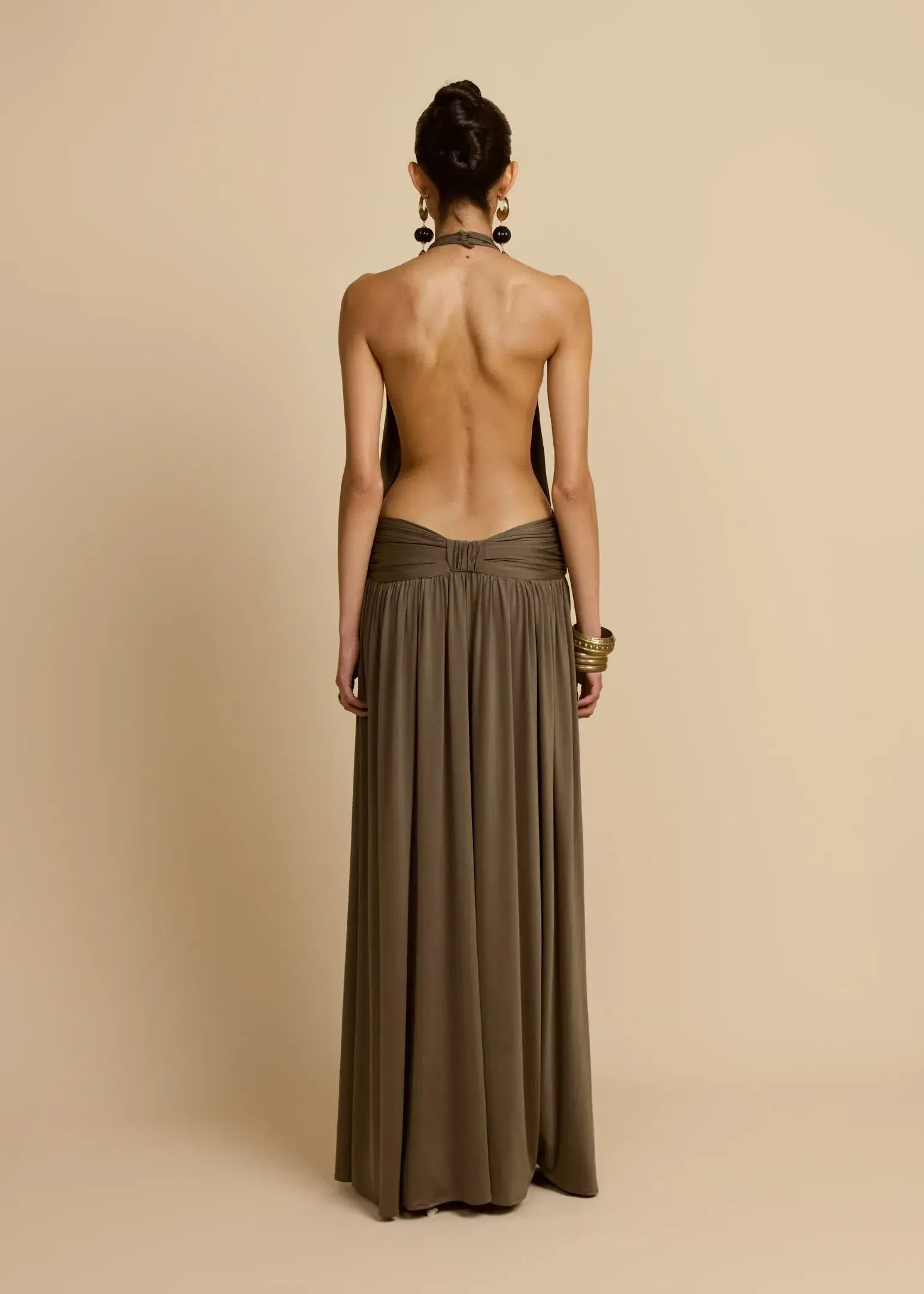 Arcina Ori Santina Maxi Dress Earthy Neutral Khaki Size S  - Image 6
