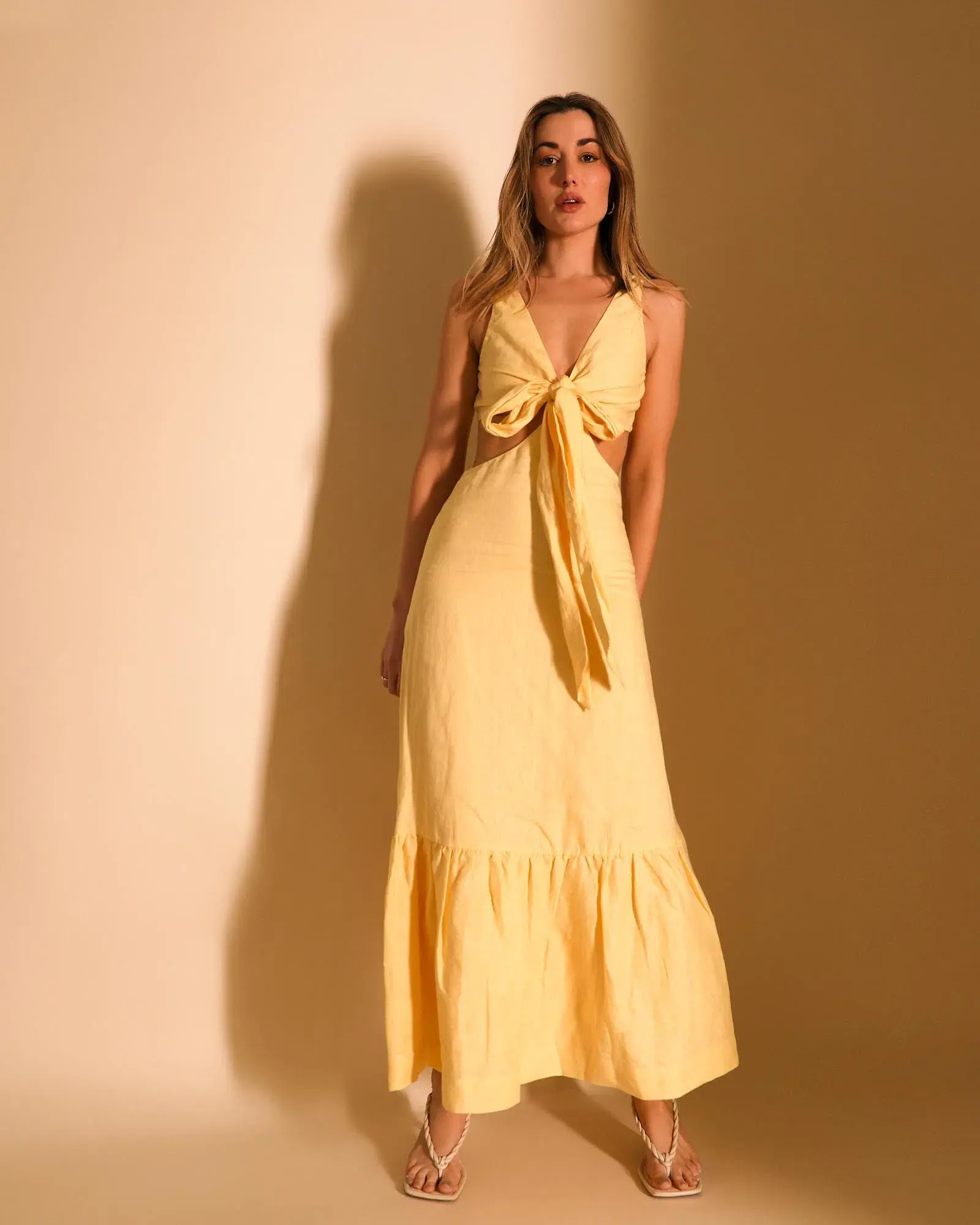 Lover Montana Tie Maxi Dress Yellow Size AU 6 - Image 1