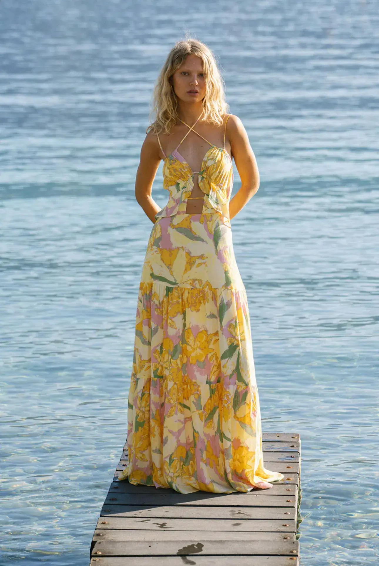 Sabo Skirt Calabria Halter Maxi Dress in Scout Floral Size S AU 8 - Image 1