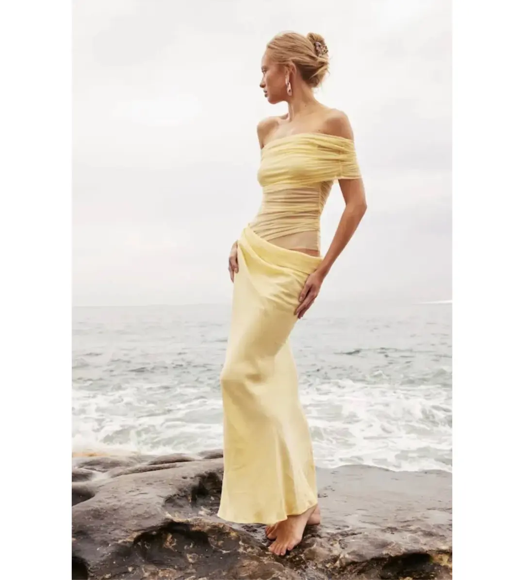 Benni Nico Off Shoulder Maxi Butter Size 10 for rent on The Volte - main image