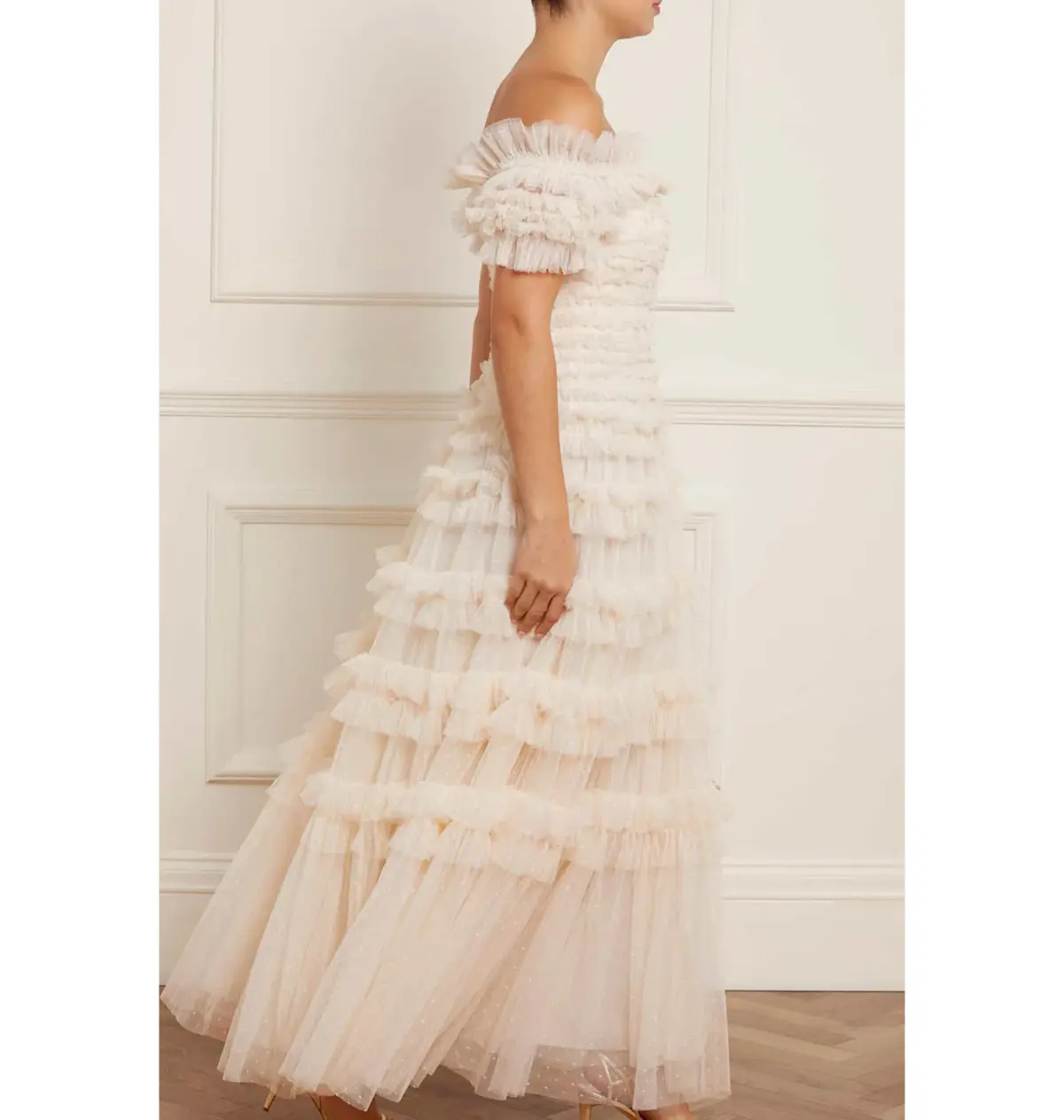 Needle and Thread Lisette Ruffle Off Shoulder Gown Champagne Size 6 - Image 2