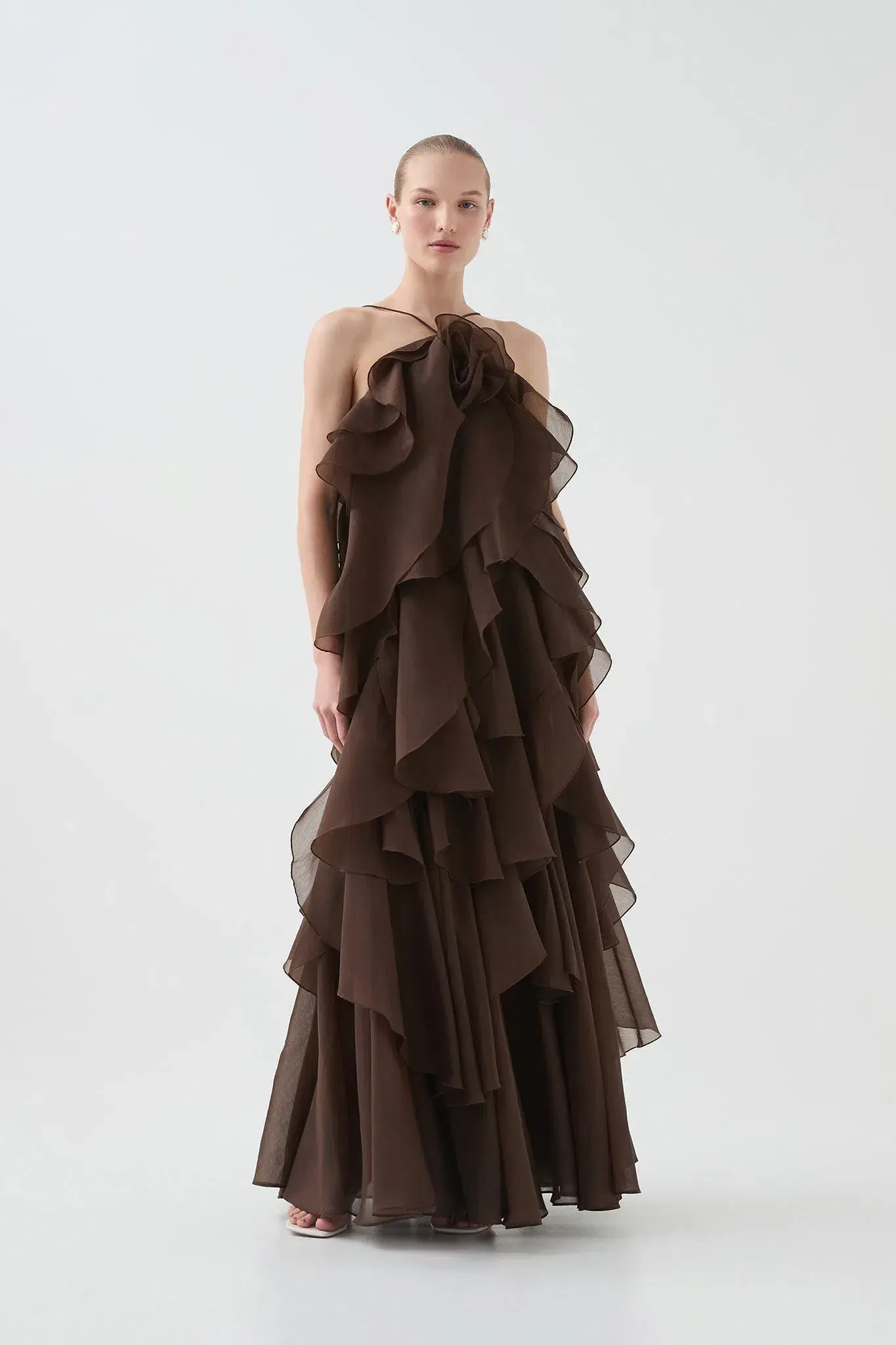 Aje Pandora Layered Dress Maxi Carob Size AU 6 - Image 1