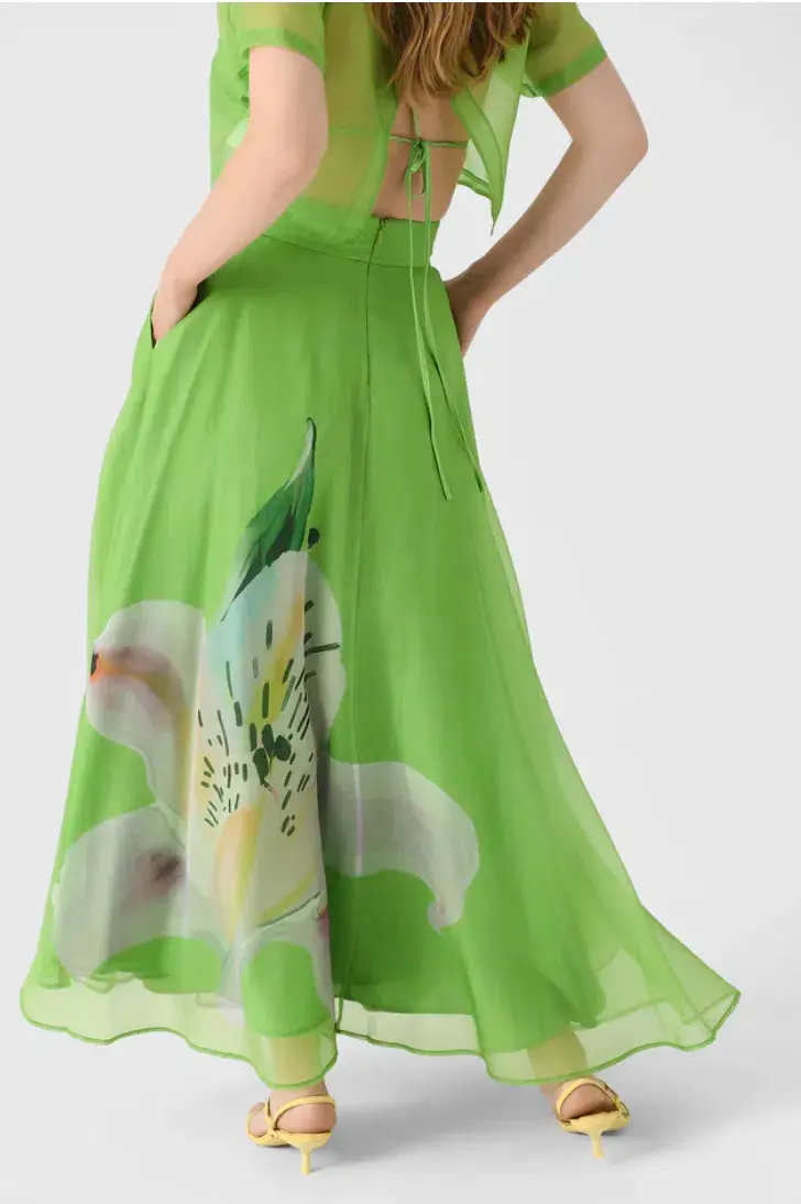 Indie Sleeve Top & Valeria Skirt Set Lily Print in Parakeet Size 12 - Image 2
