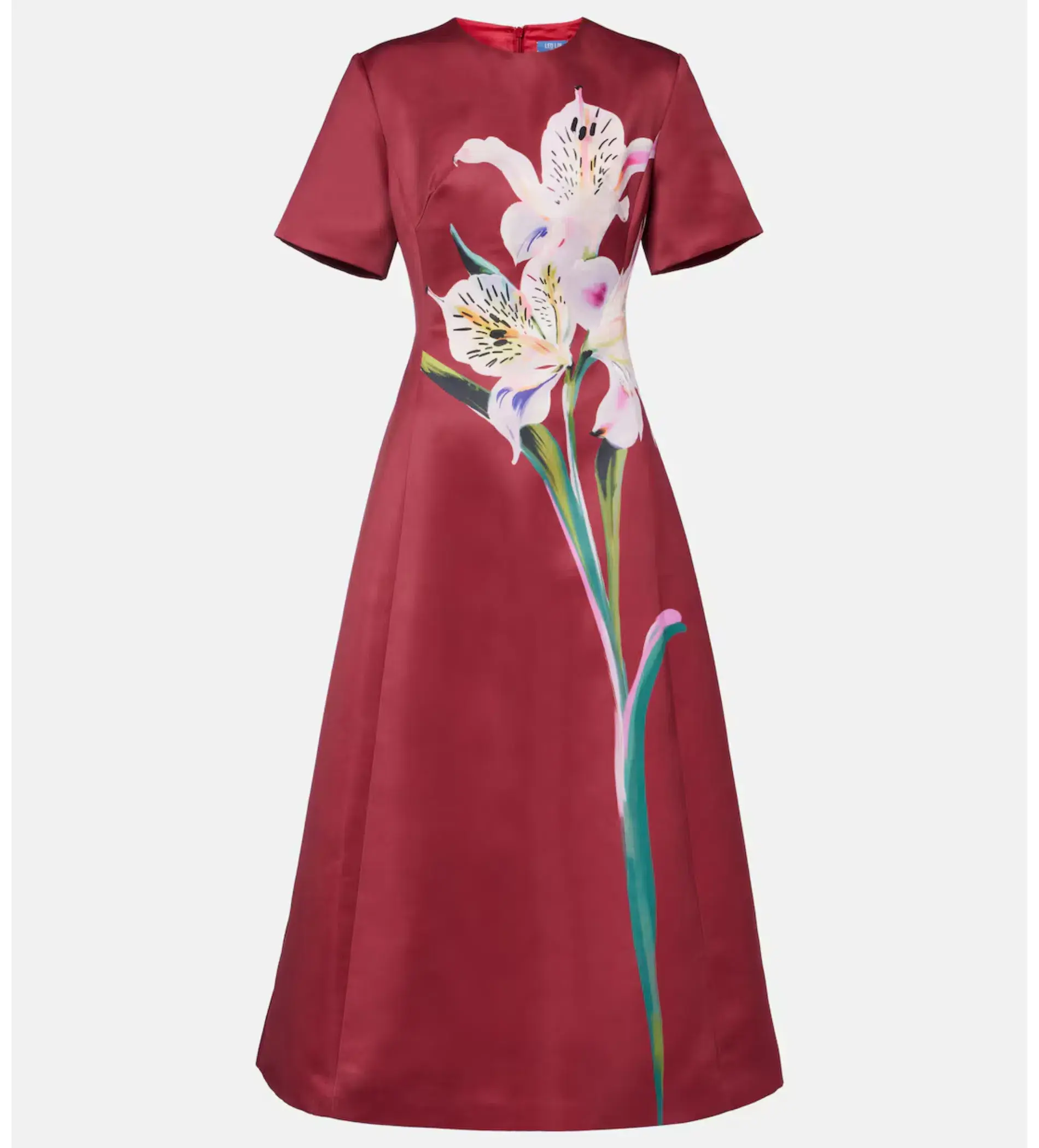 Leo Lin Caroline Short Sleeve Midi Dress in Burgundy Size AU 12 - Image 1