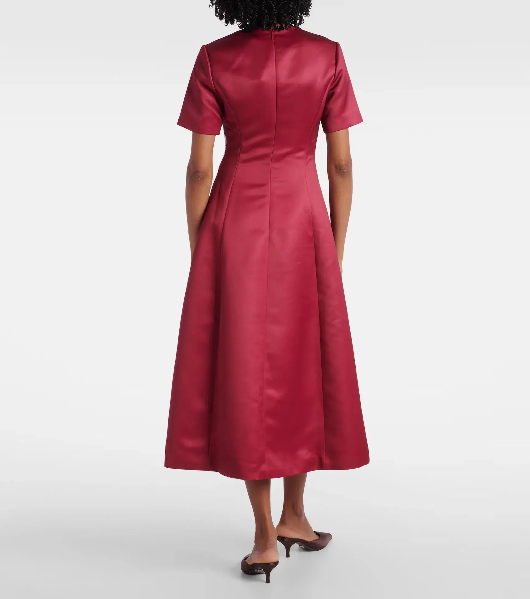 Leo Lin Caroline Short Sleeve Midi Dress in Burgundy Size 14  - Image 3