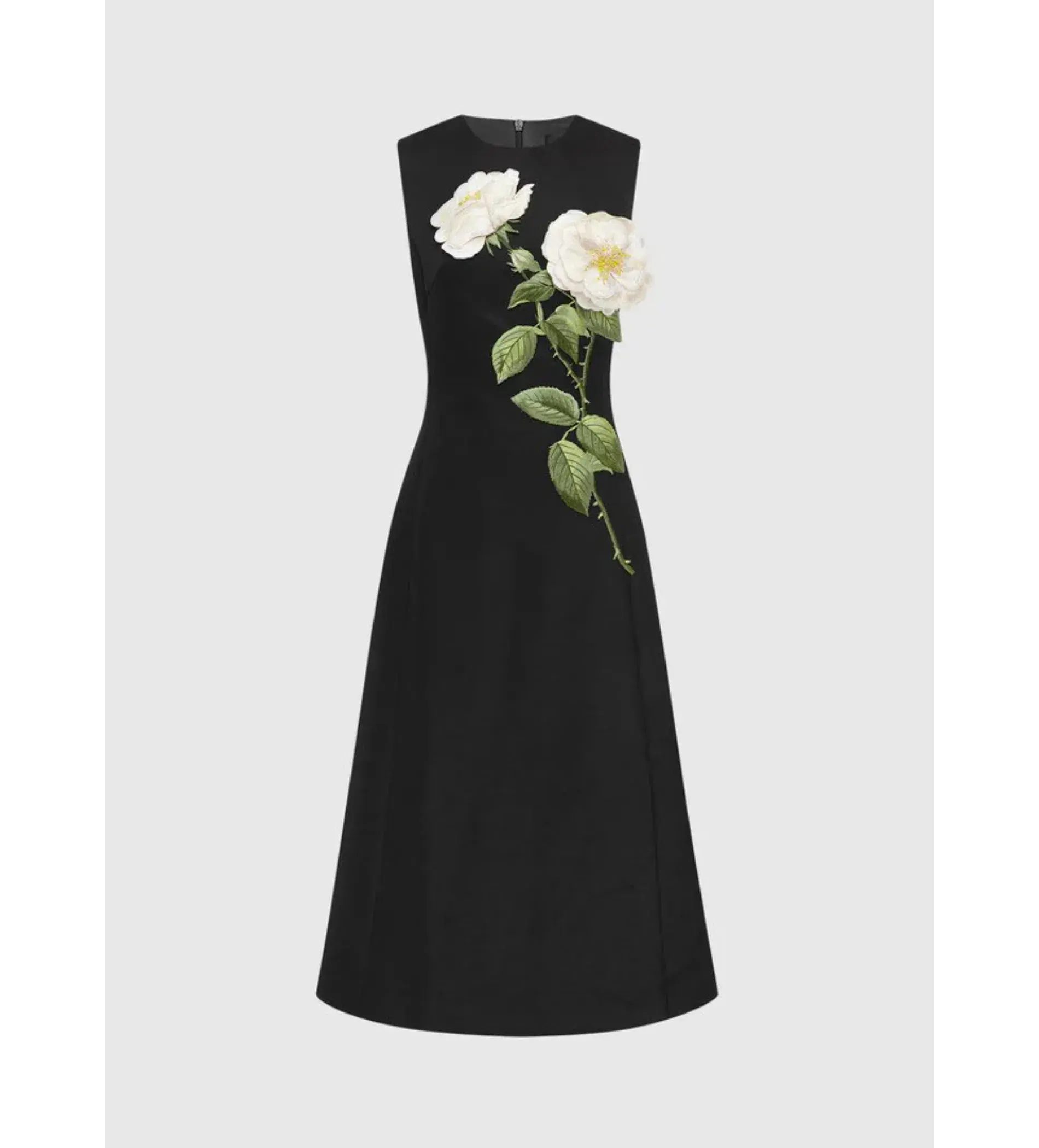 Leo Lin Cleo Embellished Sleeveless Midi Dress White Rose Print Size AU 14  - Image 5
