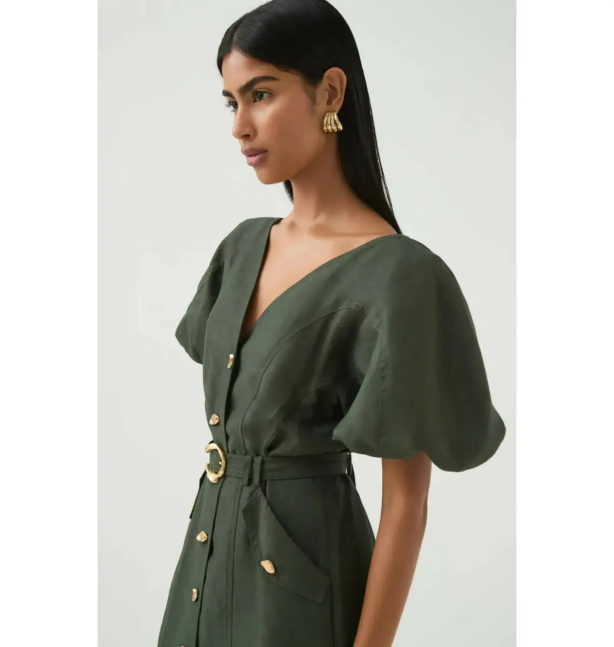 Aje Paloma Utility Midi Dress Midnight Green Size AU 10 - Image 2