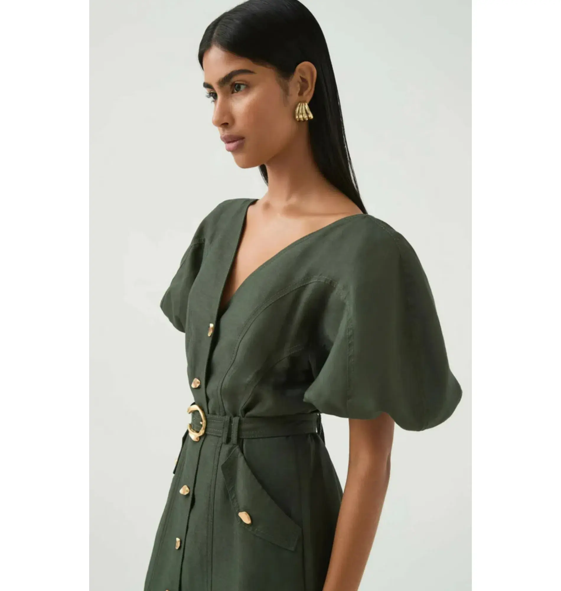 Aje Paloma Utility Midi Dress Midnight Green Size AU 10 - Image 2