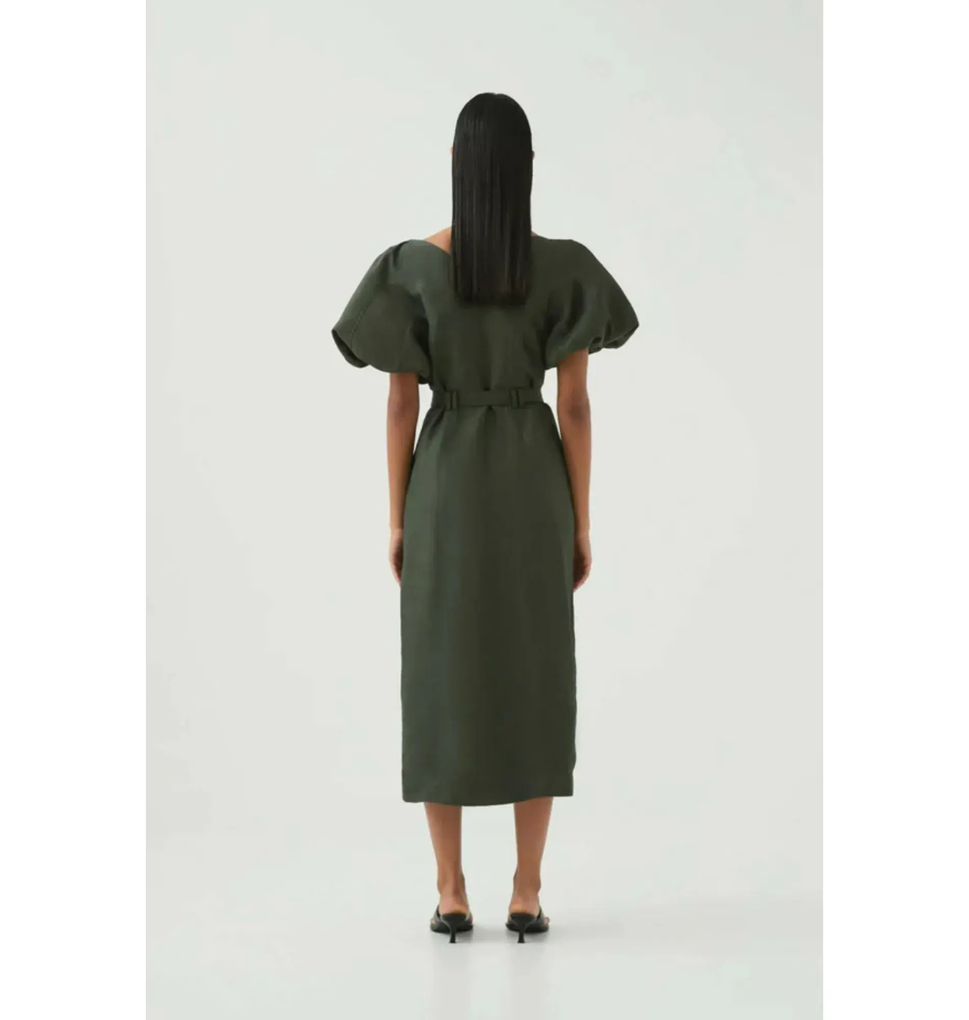 Aje Paloma Utility Midi Dress Midnight Green Size AU 10 - Image 3