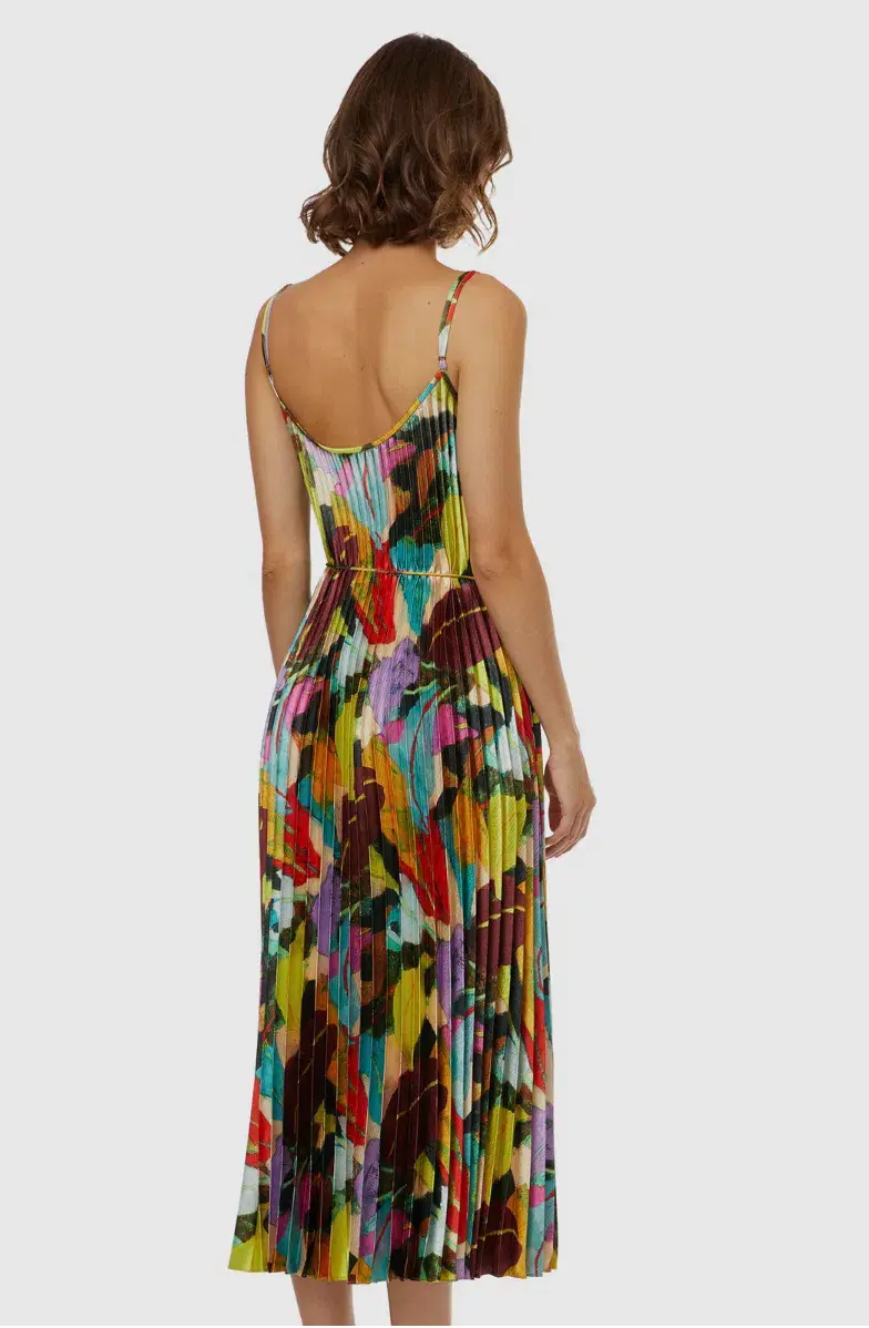 Gorman  Broad Leaf Pleated Midi Dress Multi Size 10 - Image 5