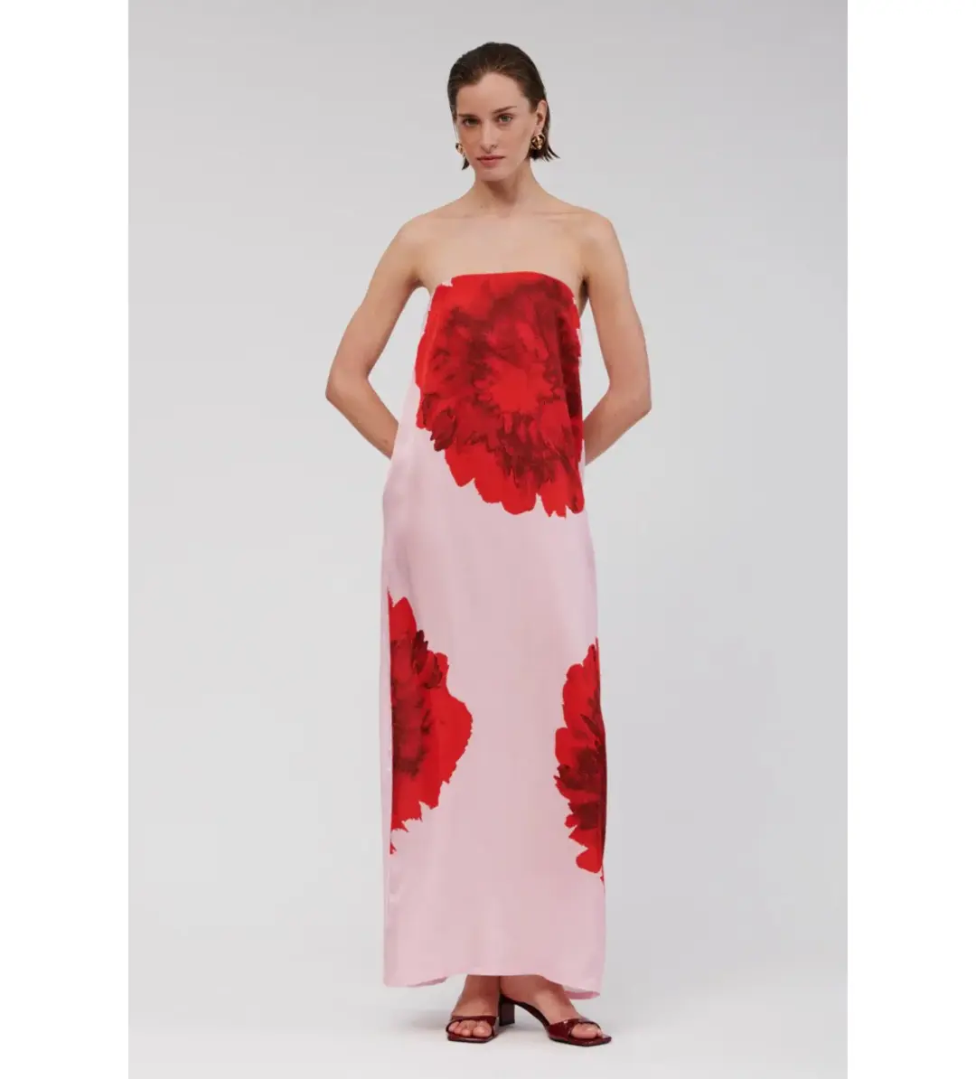 Suboo Emilia Bustier Maxi Dress Pink Floral Size M AU 10 for rent on The Volte - main image