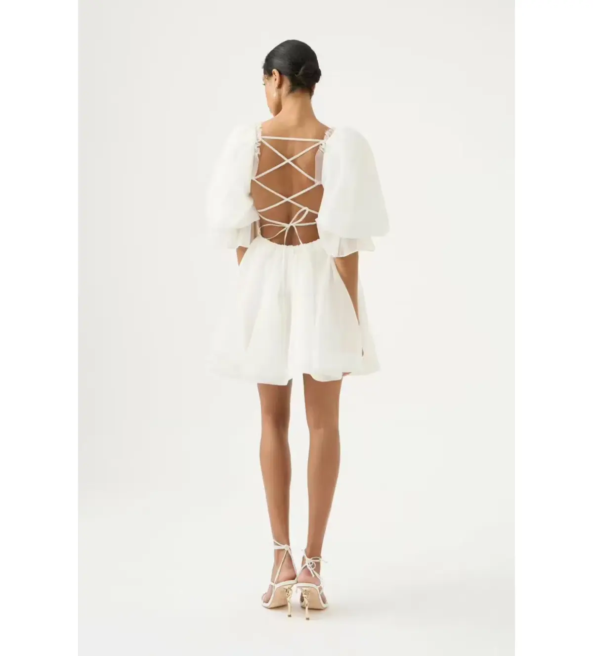 Aje Astrid Tie Back Mini Dress in Ivory Size 8 - Image 3