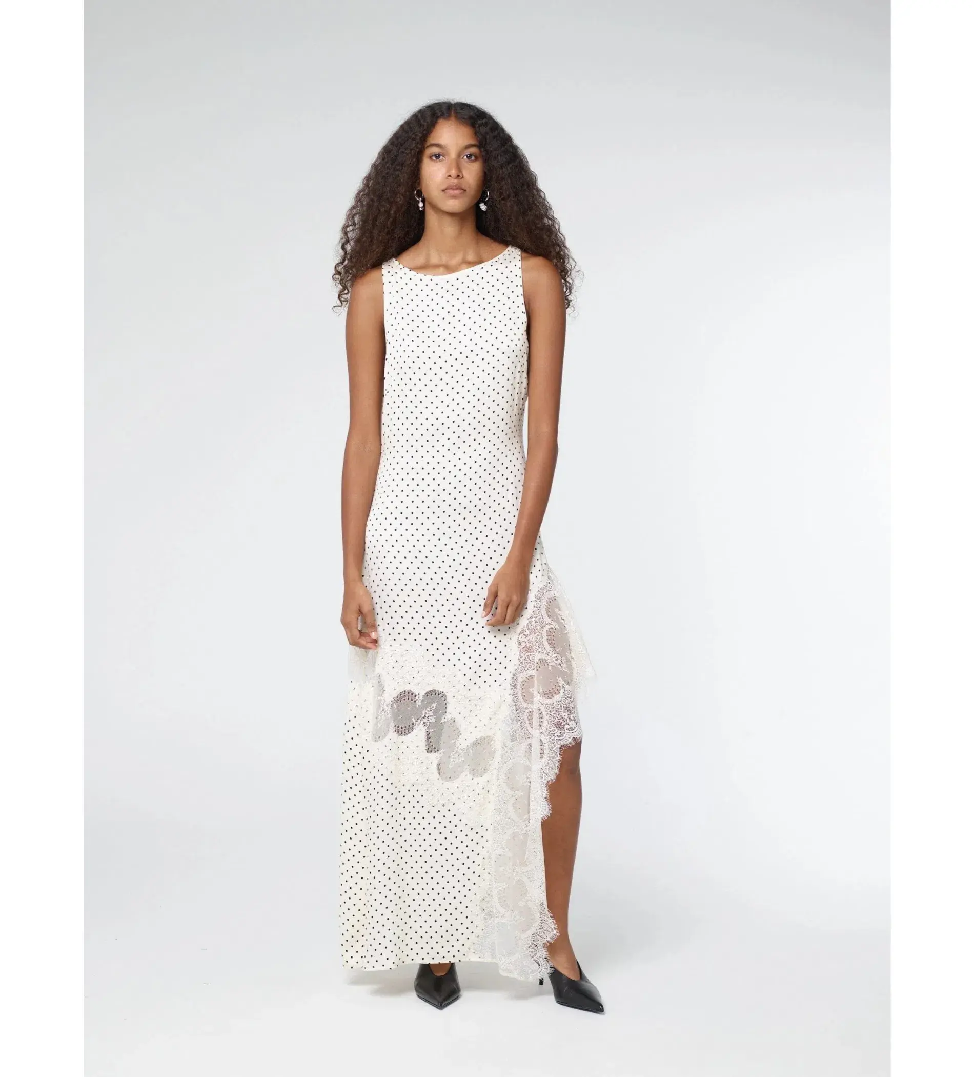 Third Form Visions Lace Frill Maxi Dress Cream Polka Dot Size AU 8 - Image 1