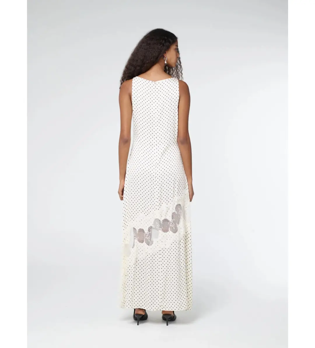 Third Form Visions Lace Frill Maxi Dress Cream Polka Dot Size AU 8 for rent on The Volte - main image