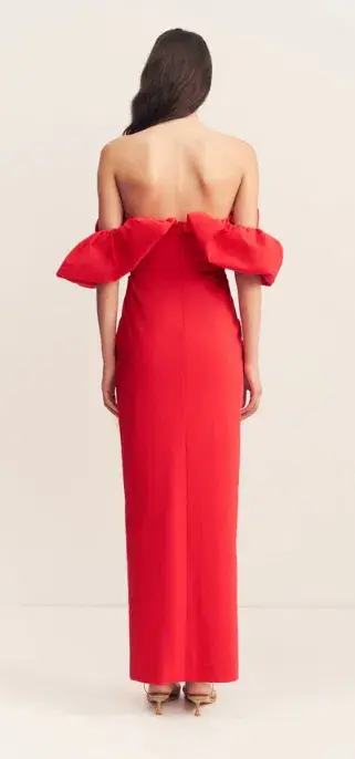 Shona Joy Campbell Off Shoulder Bubble Maxi Dress Goji Size AU 12 - Image 5