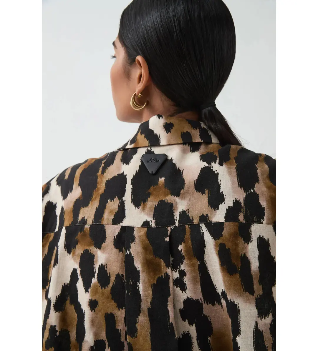 Aje Airlie Short Sleeve Shirt Animal Print Size 8 for rent on The Volte - main image