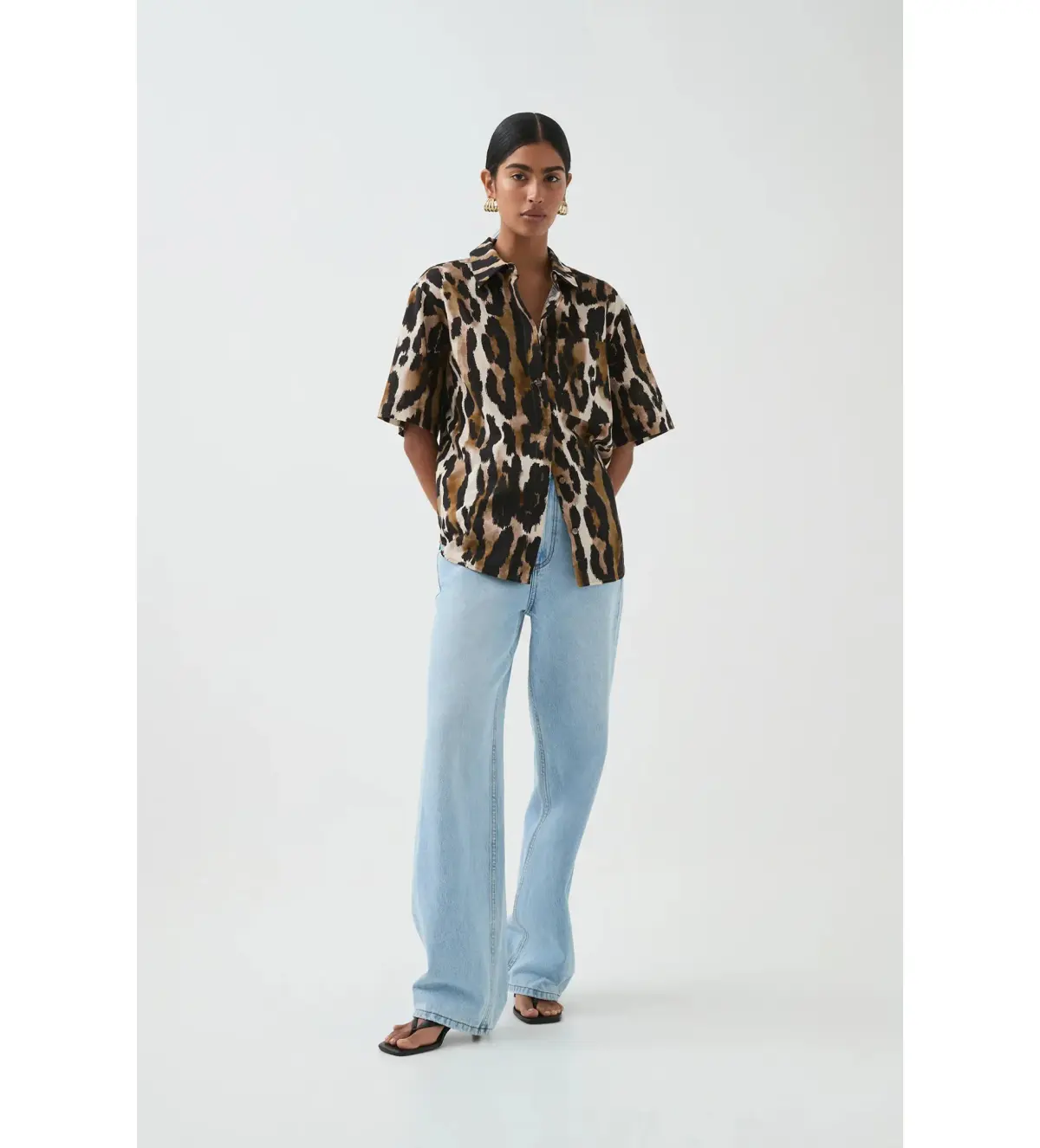 Aje Airlie Short Sleeve Shirt Animal Print Size 8 - Image 1