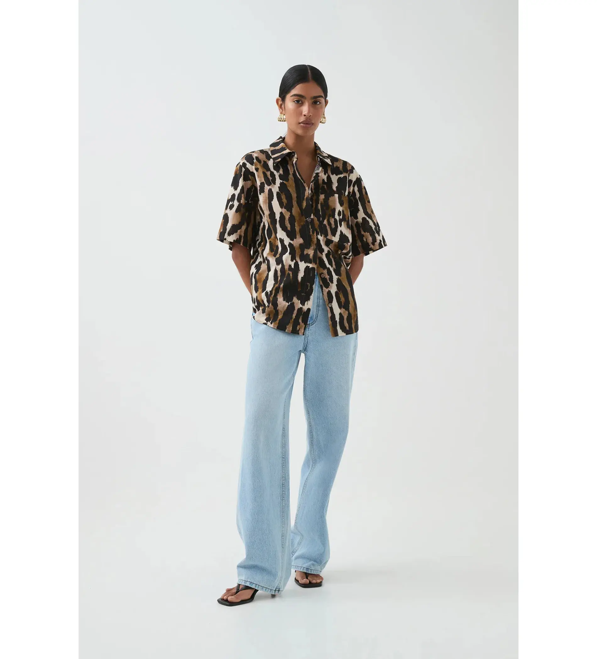 Aje Airlie Short Sleeve Shirt Animal Print Size 8 - Image 1