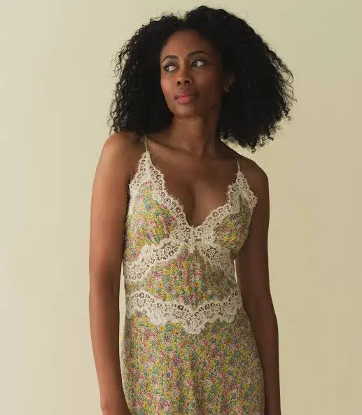 Doen Venus Corded Lace Trimmed Floral Silk Midi Dress Size AU 8 - Image 3